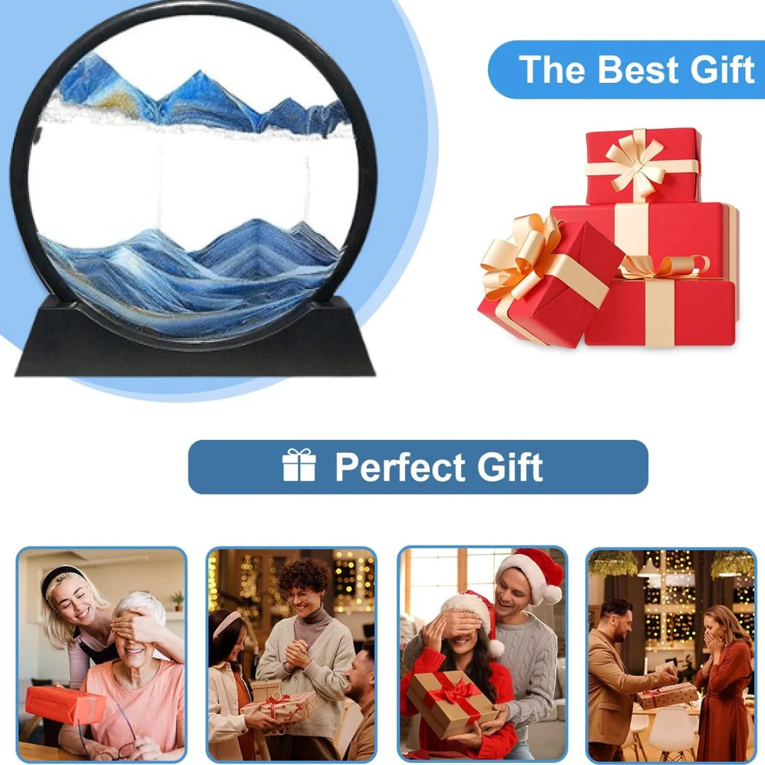 3D Moving Sand Art Frame | Relaxing Liquid Motion Decor for Home & Office
