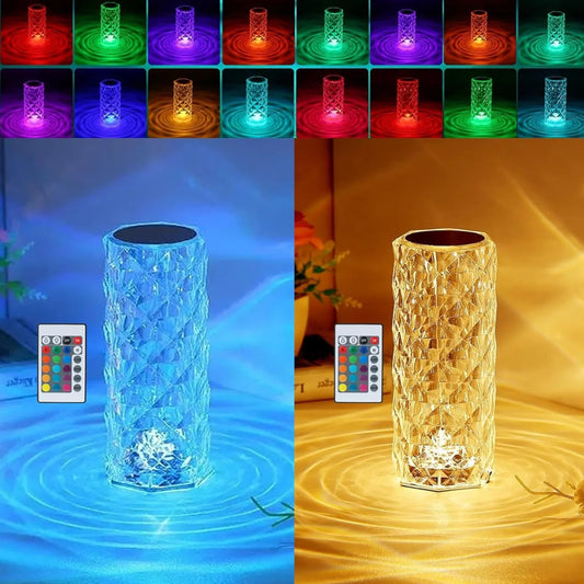 Crystal Diamond Touch Lamp – 16 Color LED Night Light with Remote
