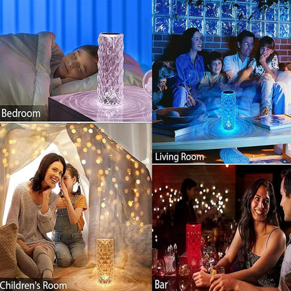 Crystal Diamond Touch Lamp – 16 Color LED Night Light with Remote