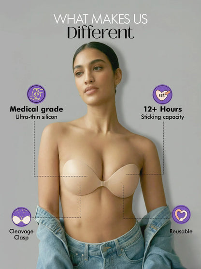 Cleavage Strapless Bra | Reusable Silicone Adhesive Bra
