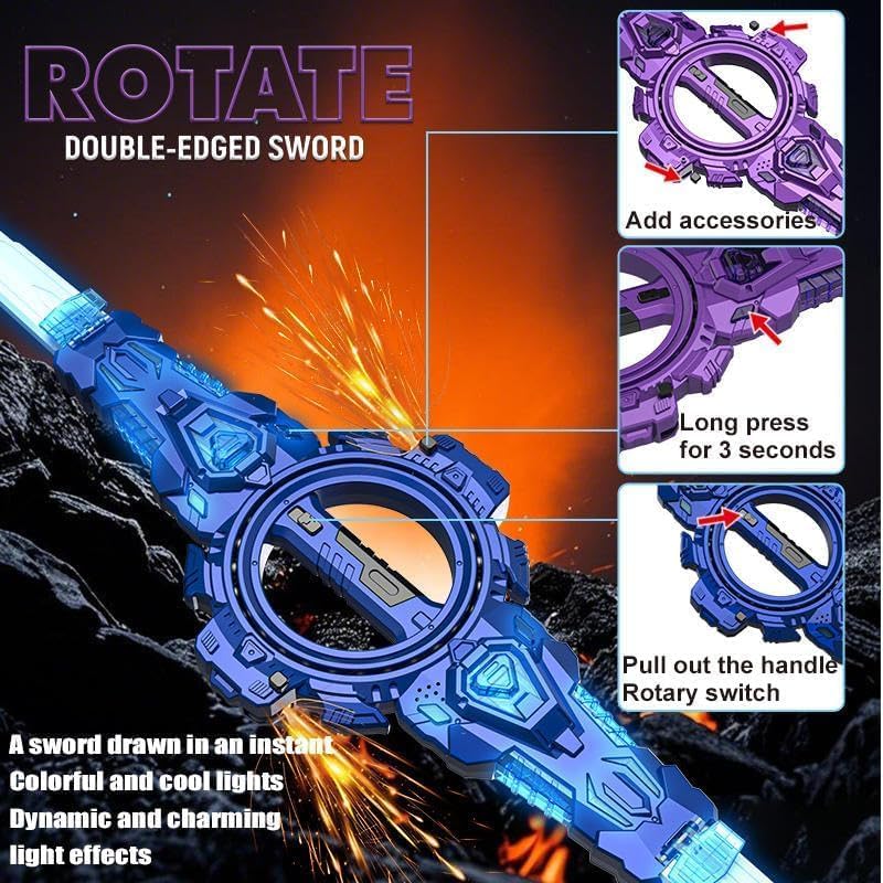 Fire Spin Double-Edged Lightsaber Toy | Rotating LED Sword