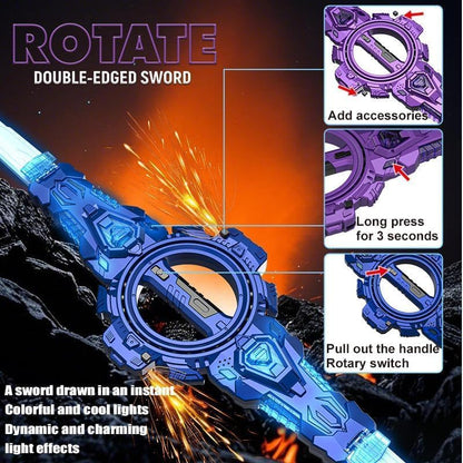 Fire Spin Double-Edged Lightsaber Toy | Rotating LED Sword