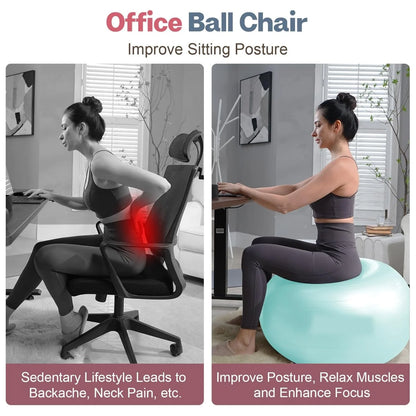 Gym Stability Ball with Foot Pump – Anti-Burst Non-Slip Exercise Ball