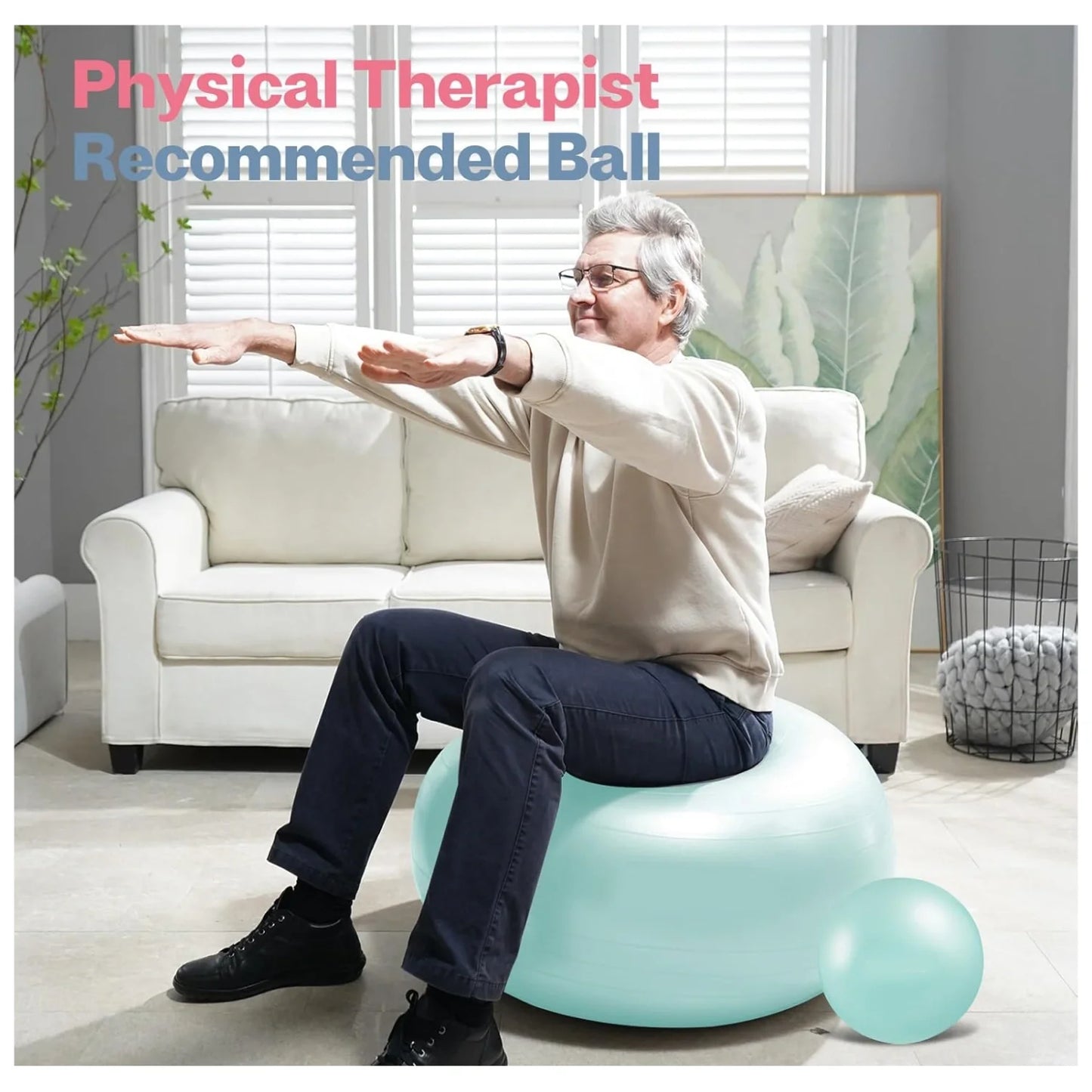 Gym Stability Ball with Foot Pump – Anti-Burst Non-Slip Exercise Ball