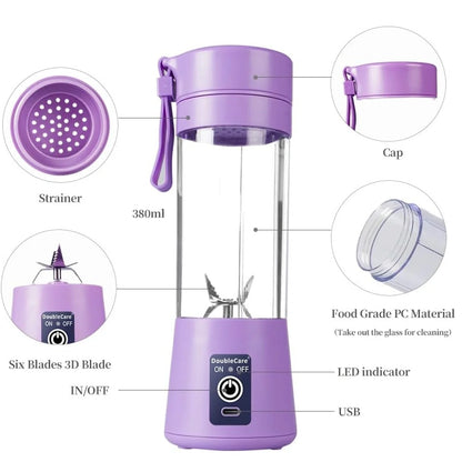 Portable USB Electric Juicer Blender | Rechargeable Protein Shaker & Smoothie Maker