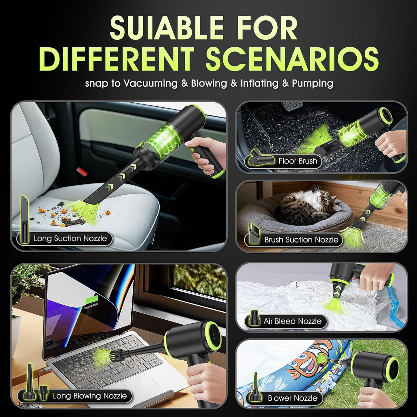 2-in-1 Cordless Mini Car Vacuum Cleaner & Air Blower – High Power USB Rechargeable Handheld Cleaner