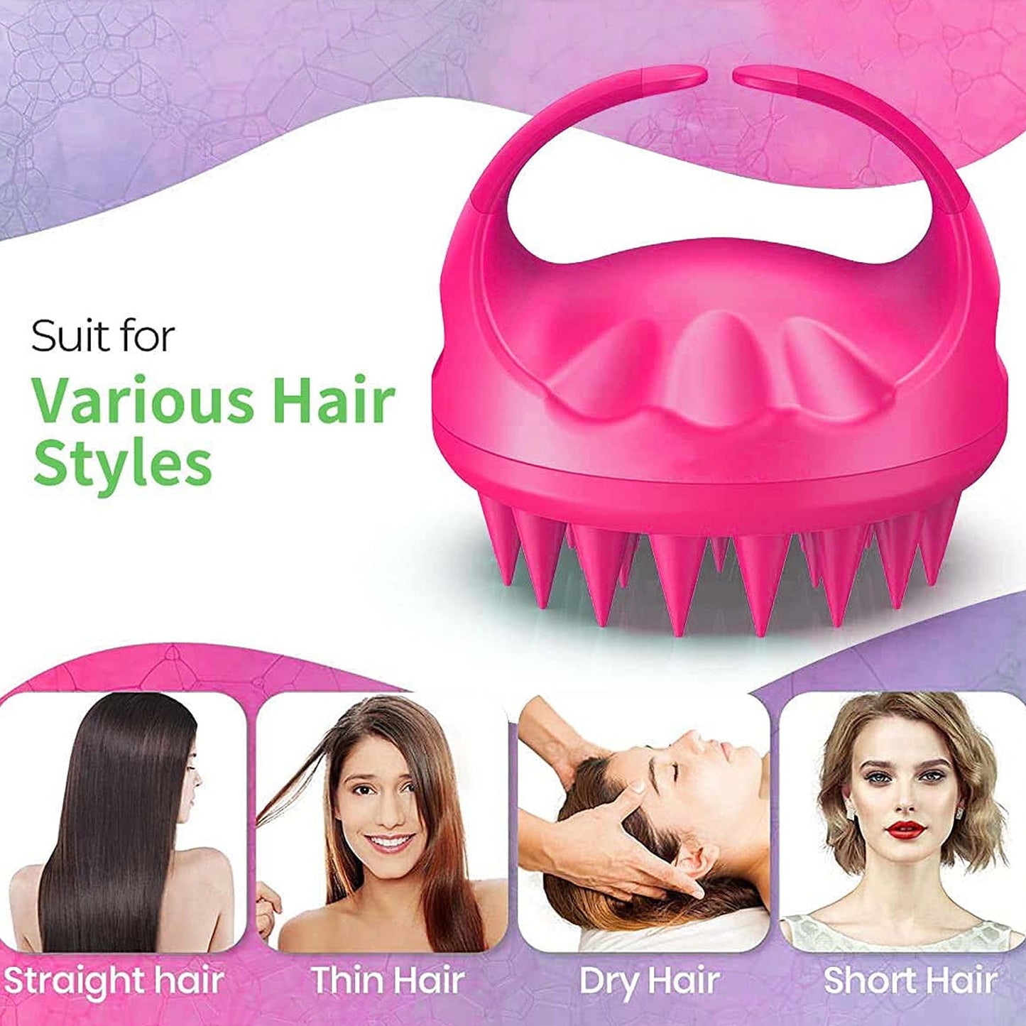 Silicone Scalp Massager Shampoo Brush – Hair Cleaning & Dandruff Removal Massage Tool
