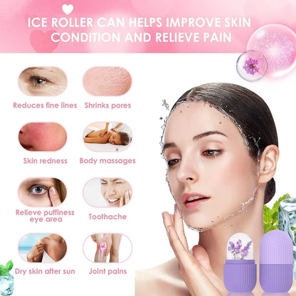 Silicone Ice Roller for Face & Eyes – Reusable Facial Cooling Tool