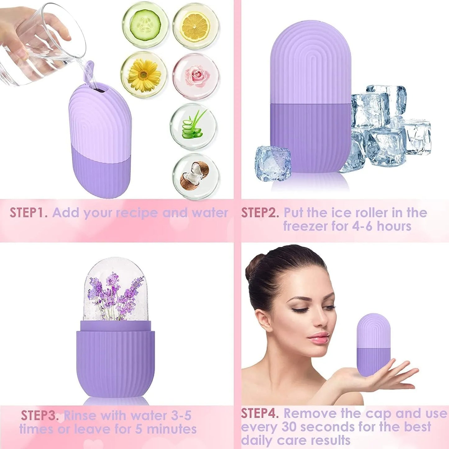Silicone Ice Roller for Face & Eyes – Reusable Facial Cooling Tool