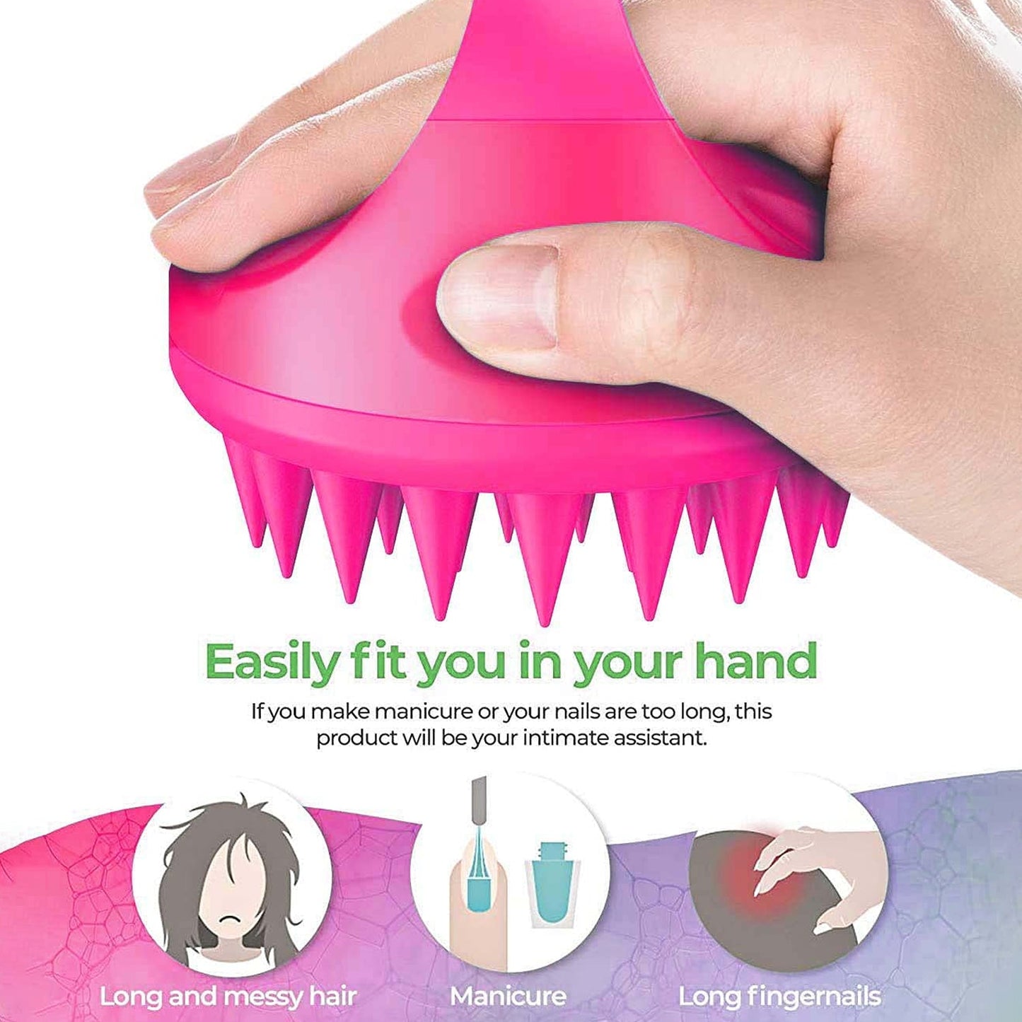 Silicone Scalp Massager Shampoo Brush – Hair Cleaning & Dandruff Removal Massage Tool
